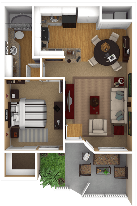 Floor plan for 1 bed, 1 bath, 710 sqft